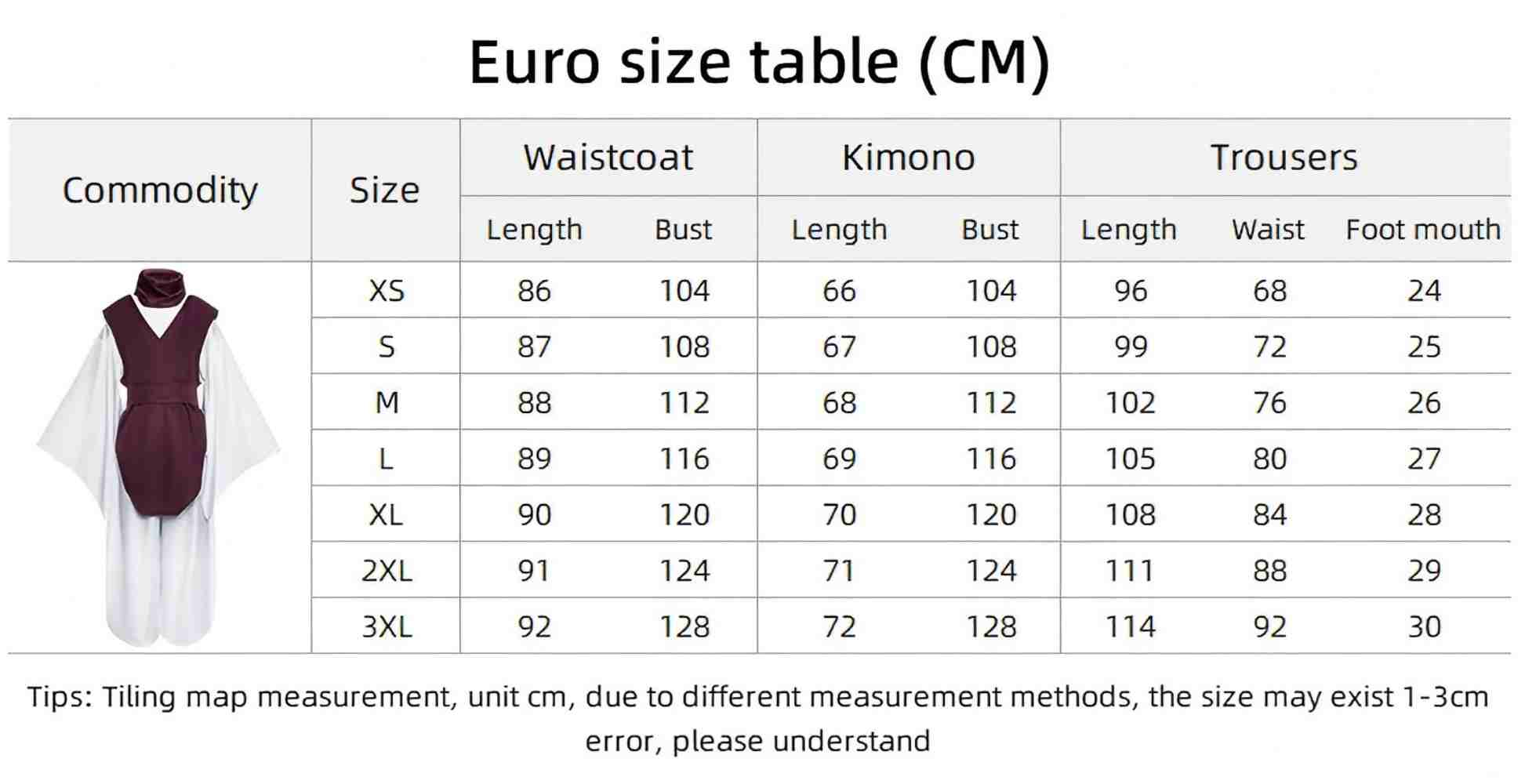 Costume de Cosplay Anime Choso avec gilet, cache-cou, ceinture, pantalon élastique blanc, tenues kimono Choso pour Halloween, fête, Comic Con