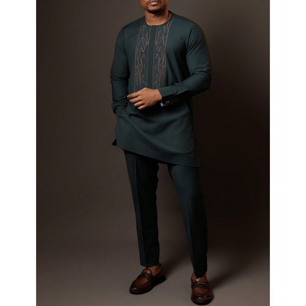 Nouvel ensemble traditionnel africain pour homme 2026 – Costume élégant et tendance pour homme, ensemble décontracté brodé deux pièces, caftan pour homme