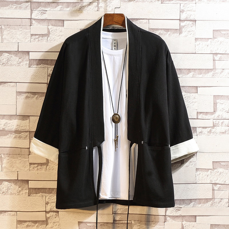 Kimono Cardigan Homme 2026 – Chemise de Mode Japonaise, Kimonos, Costume de Karaté Samouraï, Yukata, Veste Haori, Pyjama Japonais Homme FF2125