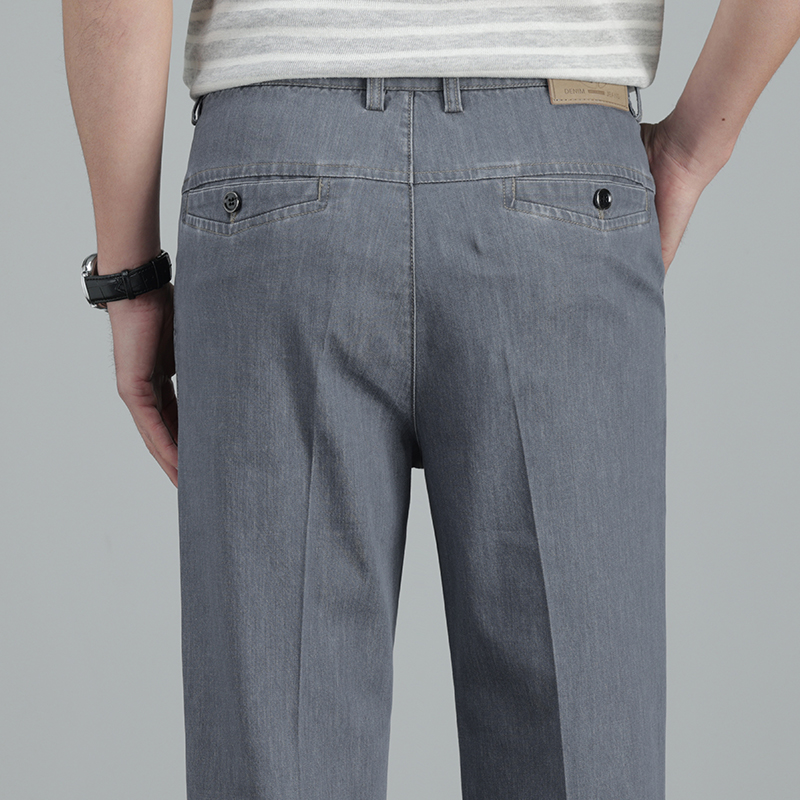 Pantalon en jean droit léger pour homme, en soie lyocell, décontracté et professionnel, collection été 2026, haute qualité