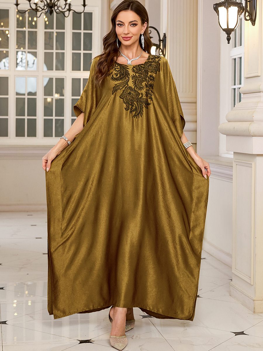 Caftans longs brodés pour femmes, robes kaftan grande taille, tenues de plage, robes Moomoo, robes marocaines