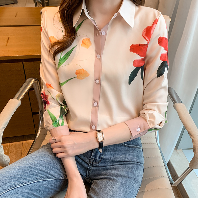 Mode dames chemises nouveau élégant femmes Blouses à manches longues boutonné hauts blusa mujer