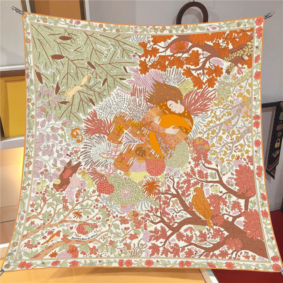 Écharpe en soie twill de luxe de 90 cm, nouvelle conception imprimée, grande écharpe carrée pour femmes, écharpe décorative de protection solaire d'extérieur, foulard