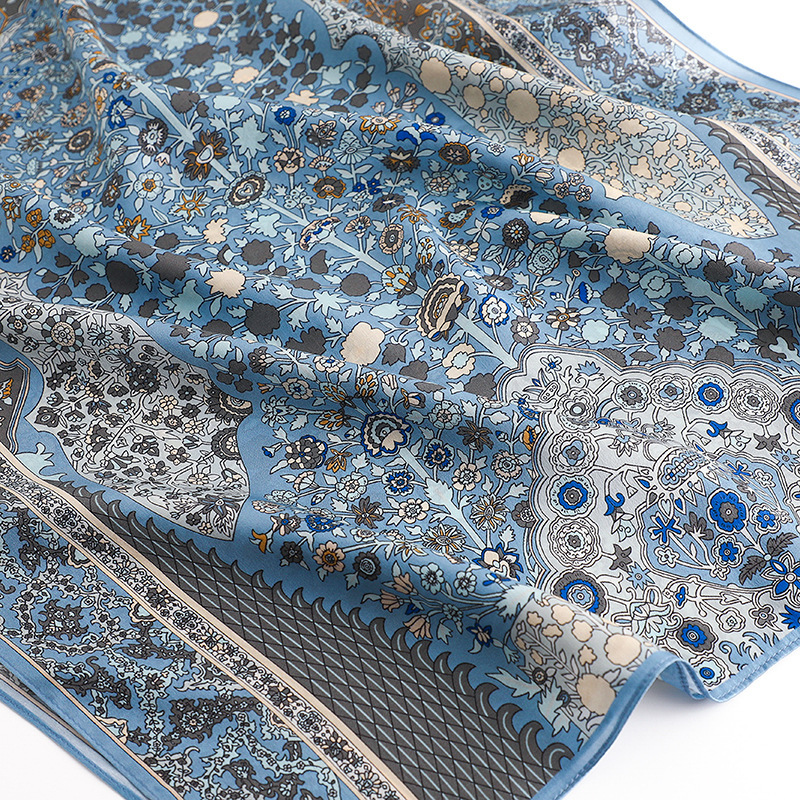 Écharpe en soie 100% élégante, châle de plage, foulards en soie pour le cou et la tête, foulard long pour femme, bandana, foulard de luxe, imprimé de marque, pashmina