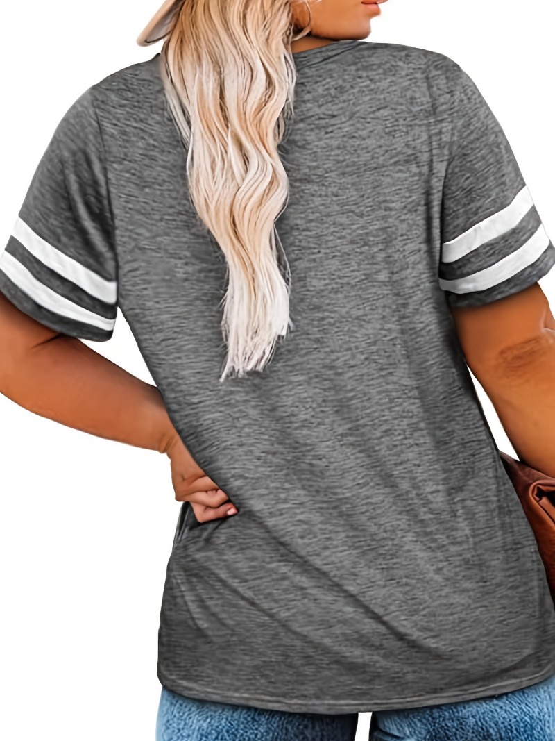 T-shirt manches courtes col en v pour femmes, grande taille 1XL-8XL, décontracté, couleur unie, ample, sport, plein air, vêtements pour femmes