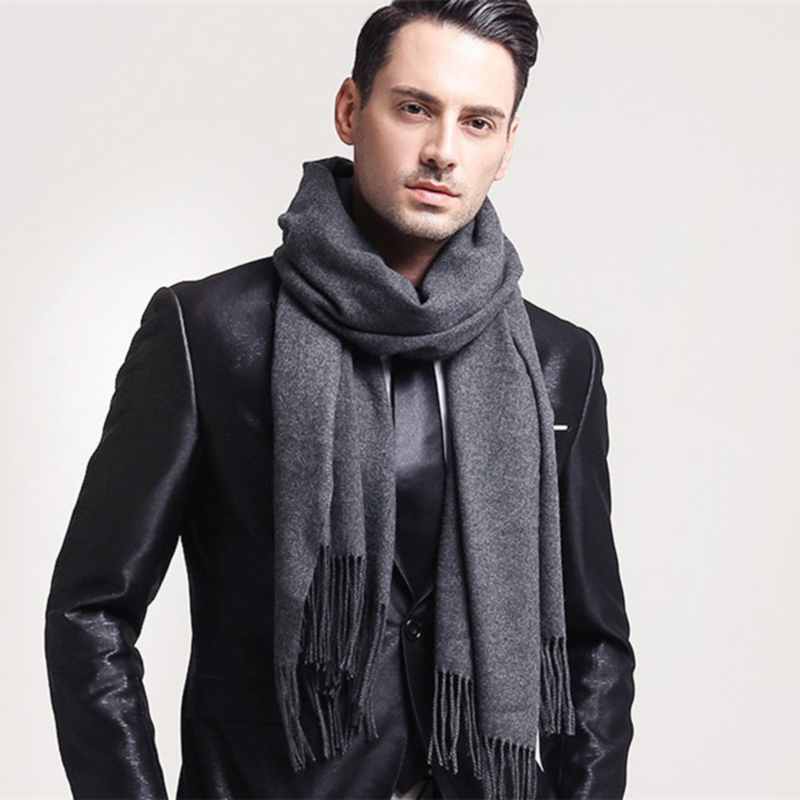 Foulards en laine hiver doux chaud cachemire châle épaissi Long gland châle chaud écharpe mode couleur unie femmes homme écharpe