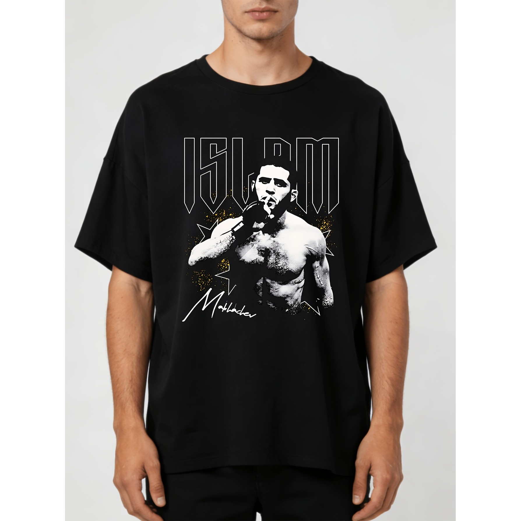 Islam Makhachev MMA Fighter T-shirt graphique en coton doux et respirant, décontracté, col rond, coupe ample