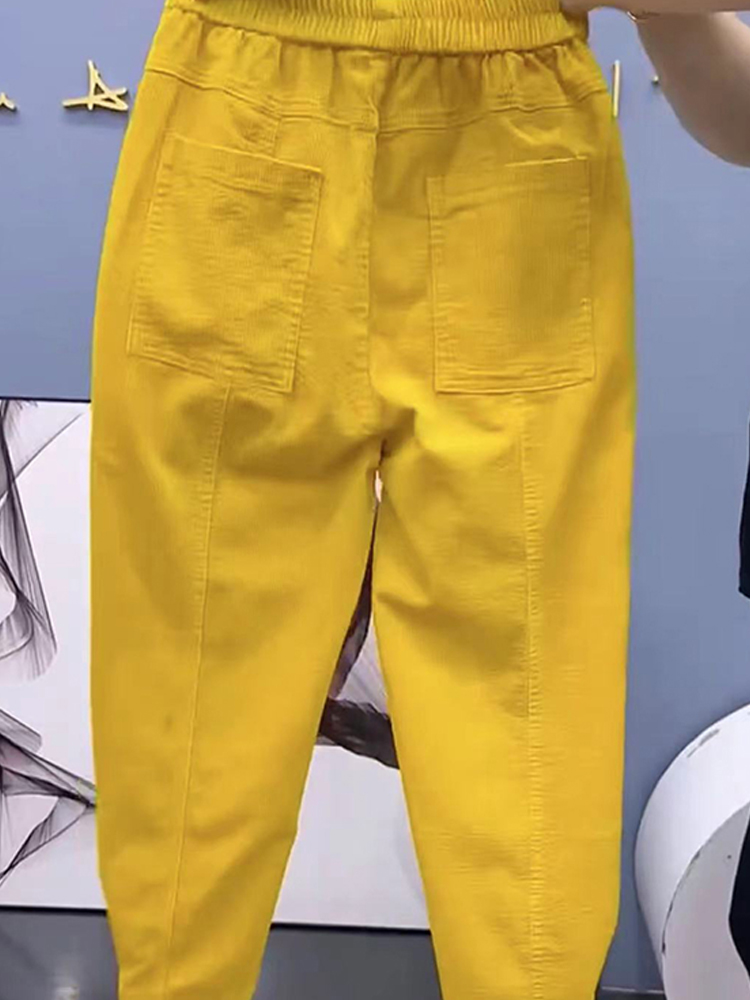 Pantalons décontractés en velours côtelé pour femmes automne et hiver nouveau style pantalon de liaison de jambe populaire rayé velours mode sarouel