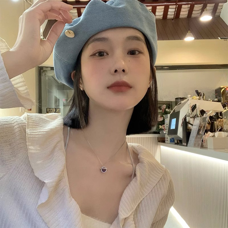 Bérets en denim coréen pour femmes, chapeau octogonal français rétro, casquettes d'artiste et de peintre, printemps et été, filles japonaises