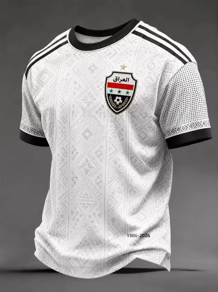 Nouveau Maillot de Football 3D Imprimé pour Homme 2026 – T-shirt de l'Irak à Séchage Rapide, Idéal pour le Quotidien et l'Entraînement, Style Streetwear