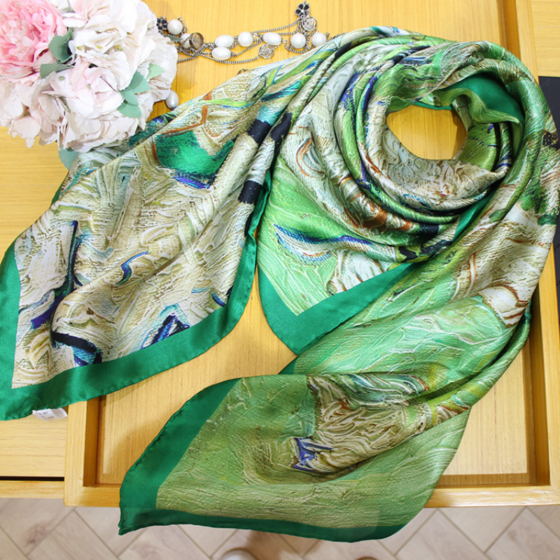Écharpe carrée de mûrier pour femme, bord enroulé à la main, châle naturel, foulard, accessoires de tenue de soirée, 110cm, 100%