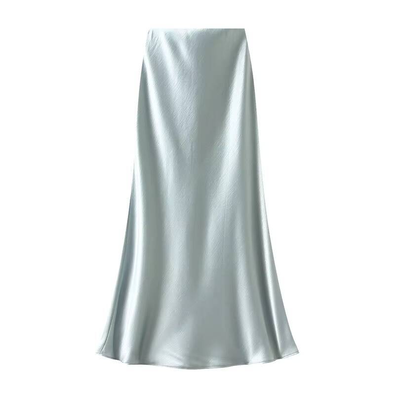 Jupe longue en Satin pour femmes, tendance, élégante, taille haute, couleur unie, luxe, été, 2025