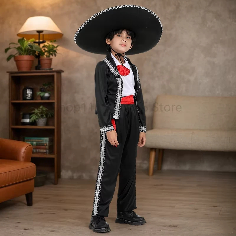 Costume de danse de Festival traditionnel mexicain, ensemble de vêtements pour enfants de spectacle de fête, tenue culturelle de pâques