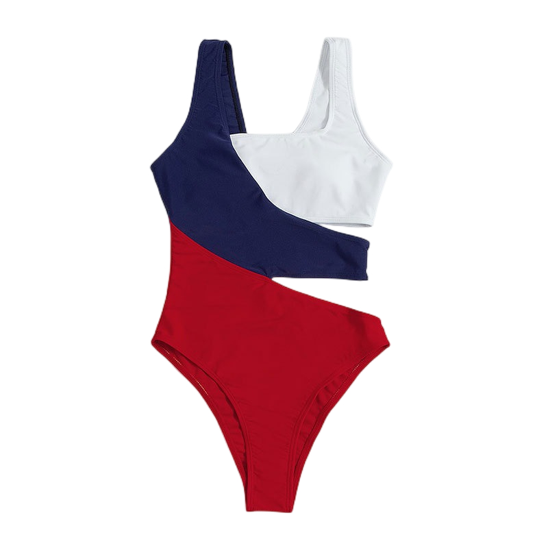 Cikini-Maillot de bain une pièce pour femme, contraste de couleur, bikini de plage, maillot de bain, maillot de bain, été