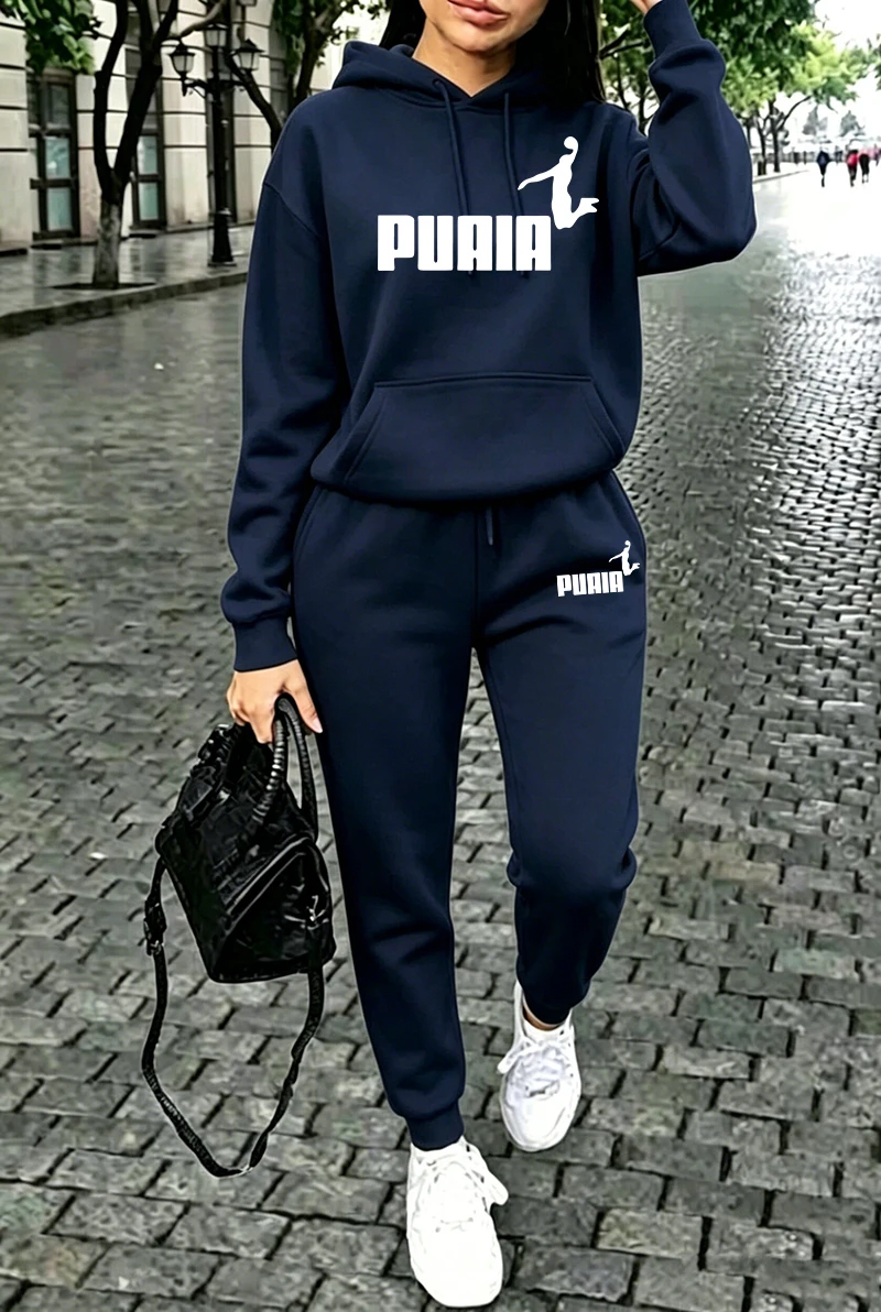 Tenues d'automne-hiver pour femmes, sweat-shirts à capuche décontractés pour la rue, vêtements de sport et de jogging pour l'extérieur, vente chaude, ensemble sweat à capuche et pantalon