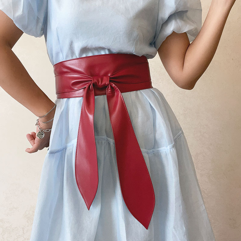 Ceinture à nœud papillon noir 10x230cm, Corset à nœud noué, larges ceintures en PU, robe élégante, manteau, ceinture pour femmes