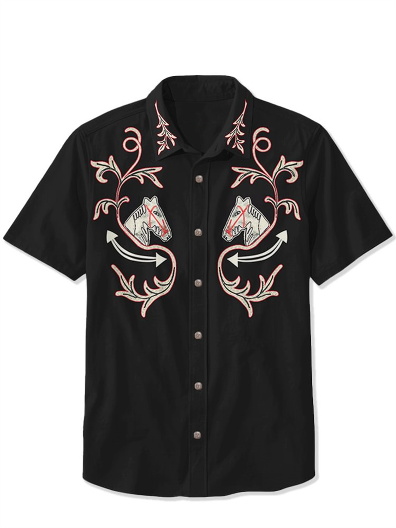 Chemise rétro à manches courtes pour hommes, chemise ethnique avec impression 3D d'animaux et de chats, vêtements décontractés Y2k pour hommes, chemise hawaïenne