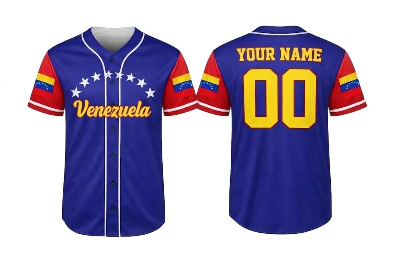 Maillot de baseball du Venezuela, maillot de sport personnalisé avec nom et numéro, chemise de baseball du Venezuela, chemise fierté du drapeau du Venezuela