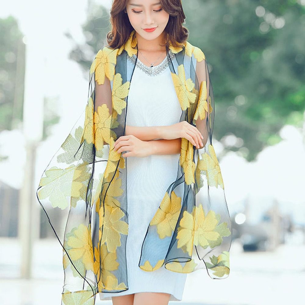 Écharpe d'été légère en soie, voile d'organza doux et transparent, pashmina respirant pour femme