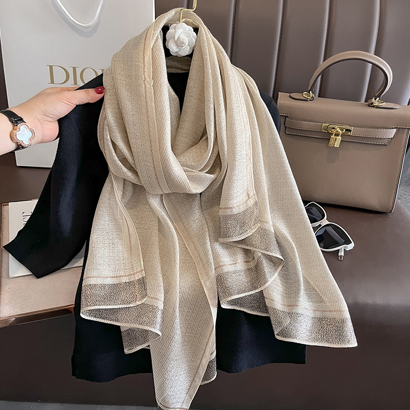 Écharpe chaude en laine de soie solide pour femme, châle enveloppant, Bufanda Floral Pashmina, luxe, broderie d'avertissement, nouvelle collection hiver 2023