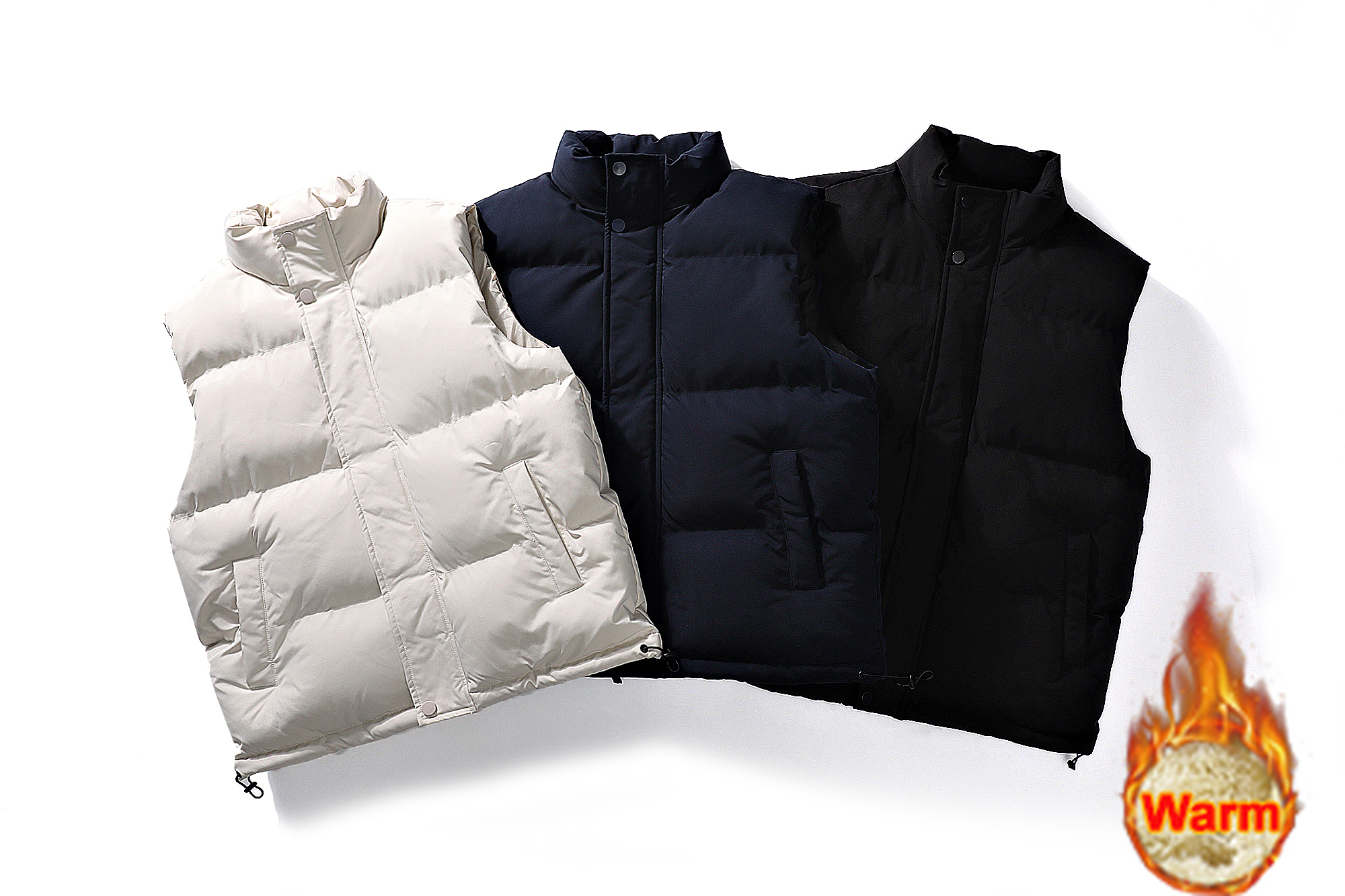 Gilets sans manches pour hommes, vestes de mode, gilets matelassés en coton pour hommes, gilets chauds à col montant, vêtements d'automne
