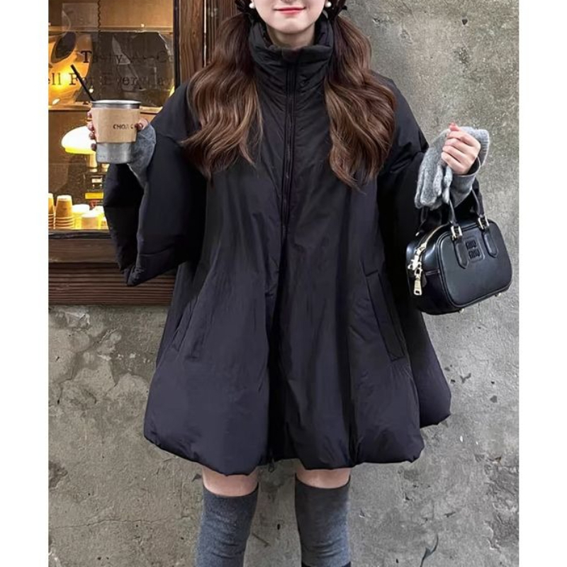 Écharpe Design Sense Niche a-ligne manteau ample rembourré en coton veste cape de sorcière, manteau à grand ourlet jupe mi-longue