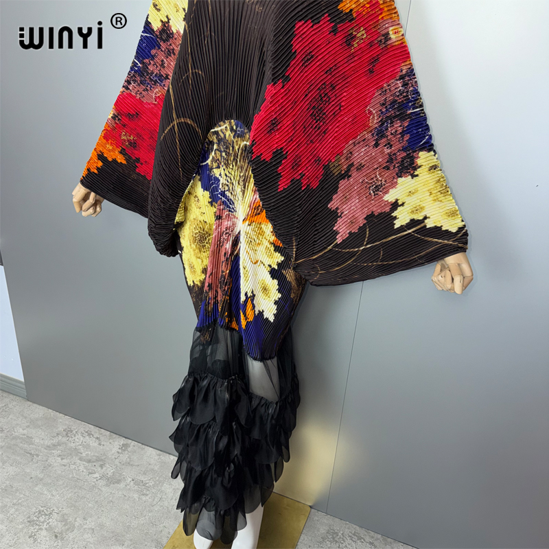 Robe plissée élastique ample WINYI, paréo de plage, abaya de luxe Dubaï, robe de soirée tendance, abaya, caftan pour femme musulmane