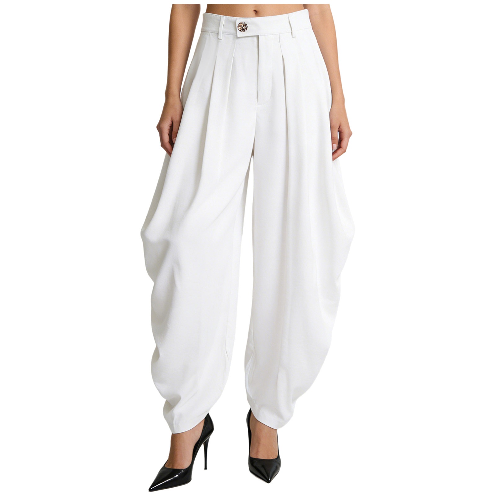 Pantalons Palazzo pour Femmes, Pantalons Casual, Pantalons à Jambes Larges Plissés Baroque, Pantalons de Travail Quotidien, Pantalons de Bureau pour Femmes