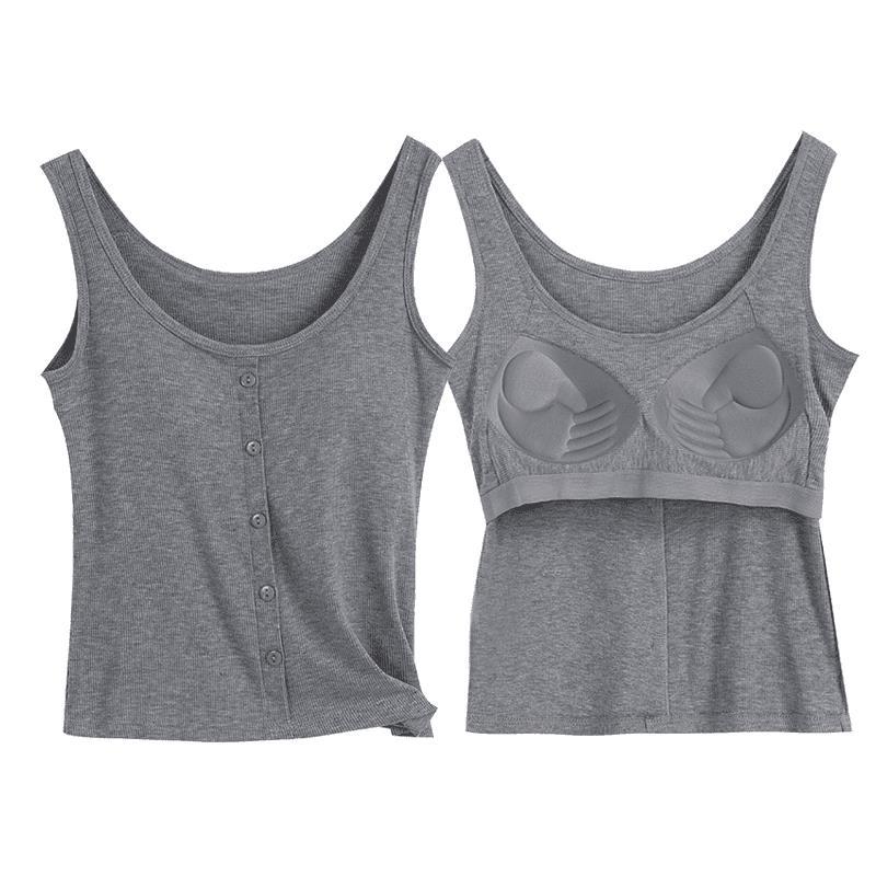 M-3XL pour 35-75kg grande taille femmes débardeurs avec tasse pour femmes doux Modal large épaule gilet sans manches avec coussin de poitrine fixe