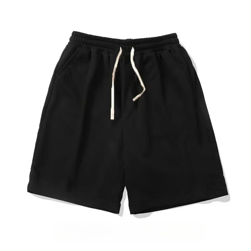 Short de sport pour hommes quatre saisons Fitness ample pur noir tricoté coton short décontracté Streetwear short de sport