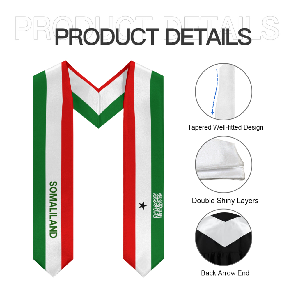 Plus de conception châle de remise des diplômes drapeau du Somaliland et drapeau des États-Unis étole ceinture étude d'honneur à bord des étudiants internationaux