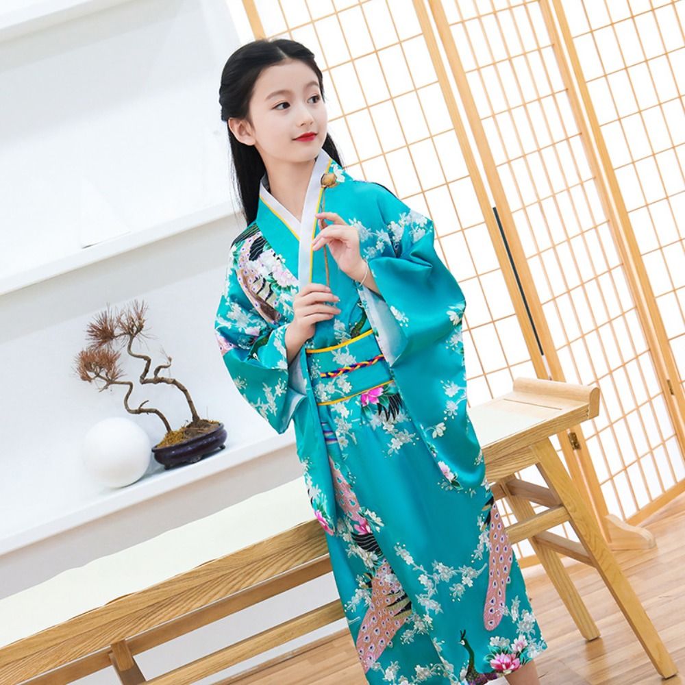 Kimono traditionnel japonais pour enfants imprimé de fleurs, style japonais, robe de kimono pour filles, style asiatique, Sakura, nouvelle élégance
