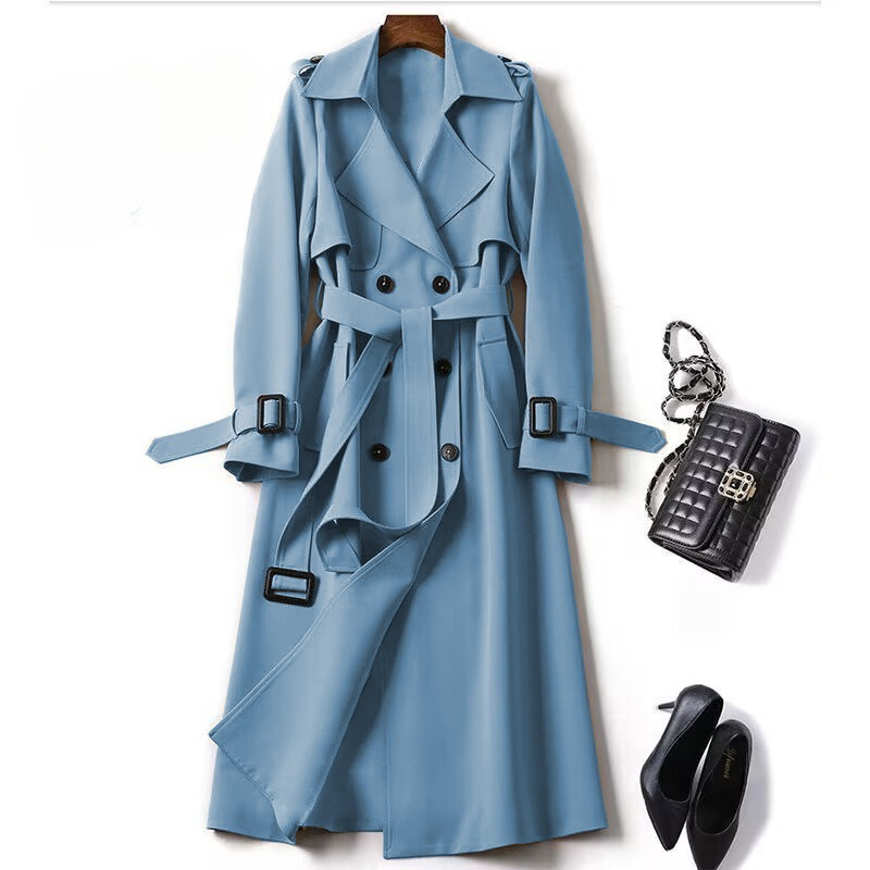 Manteau trench pour femme, longueur moyenne, printemps-automne, nouvelle version coréenne, grande taille, style britannique populaire, manteau long jusqu'au genou