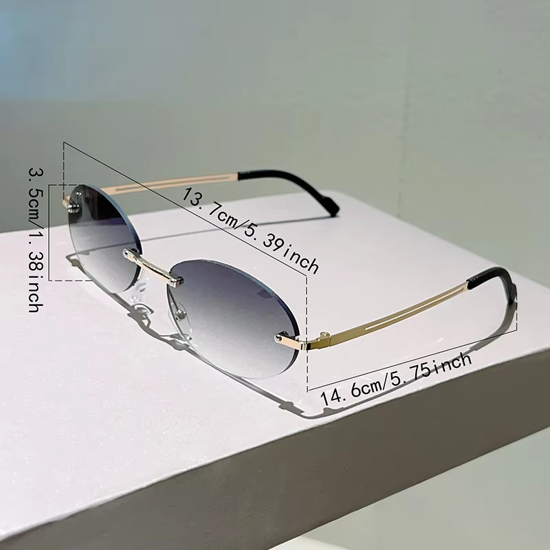 Lunettes de soleil ovales sans monture tendance, dégradées, pour hommes et femmes, design vintage, décontractées, mode, magnifiques lunettes de soleil