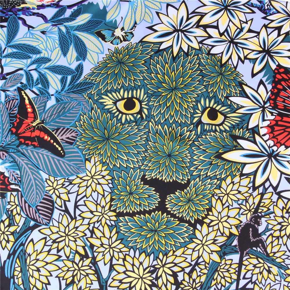 POBING foulard en soie femmes grands châles animaux imprimer carré Bandana luxe foulard musulman Hijab écharpe femme Foulards 130CM