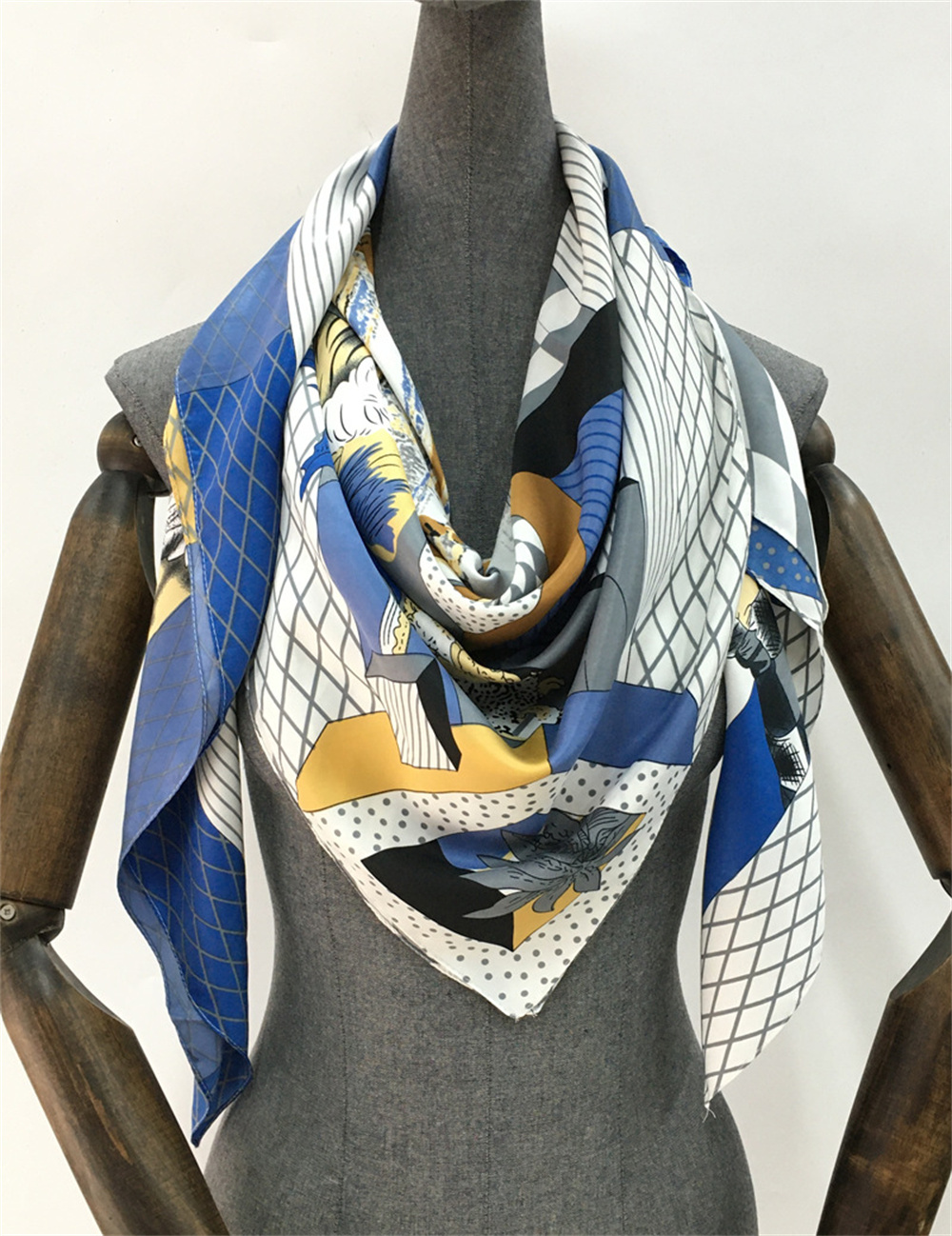 POBING-Foulard hijab musulman pour femme, grand châle, imprimé colisée, bandana carré, de luxe, pour la présidence, 130cm