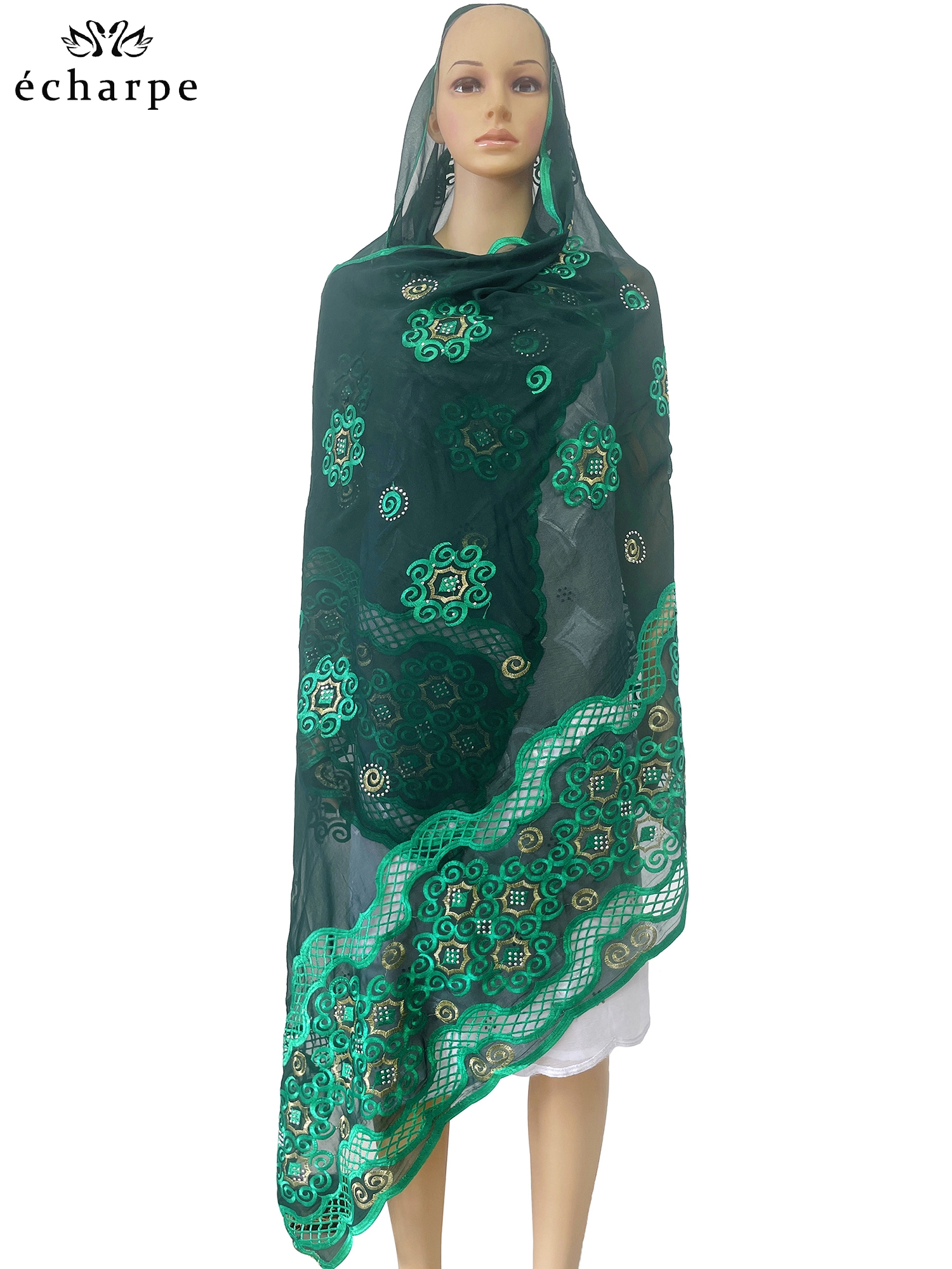 Écharpe Brodée en Coton pour Sauna Musulman Africain, Hijab de Ramadan Islamique, Châle de Prière de Dubaï, Nouveau Style