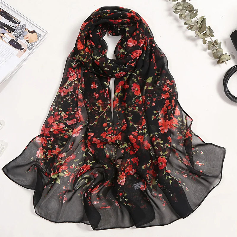 Foulard en mousseline de soie pour femme, châle long, bandana élégant, hijab fin de haute qualité