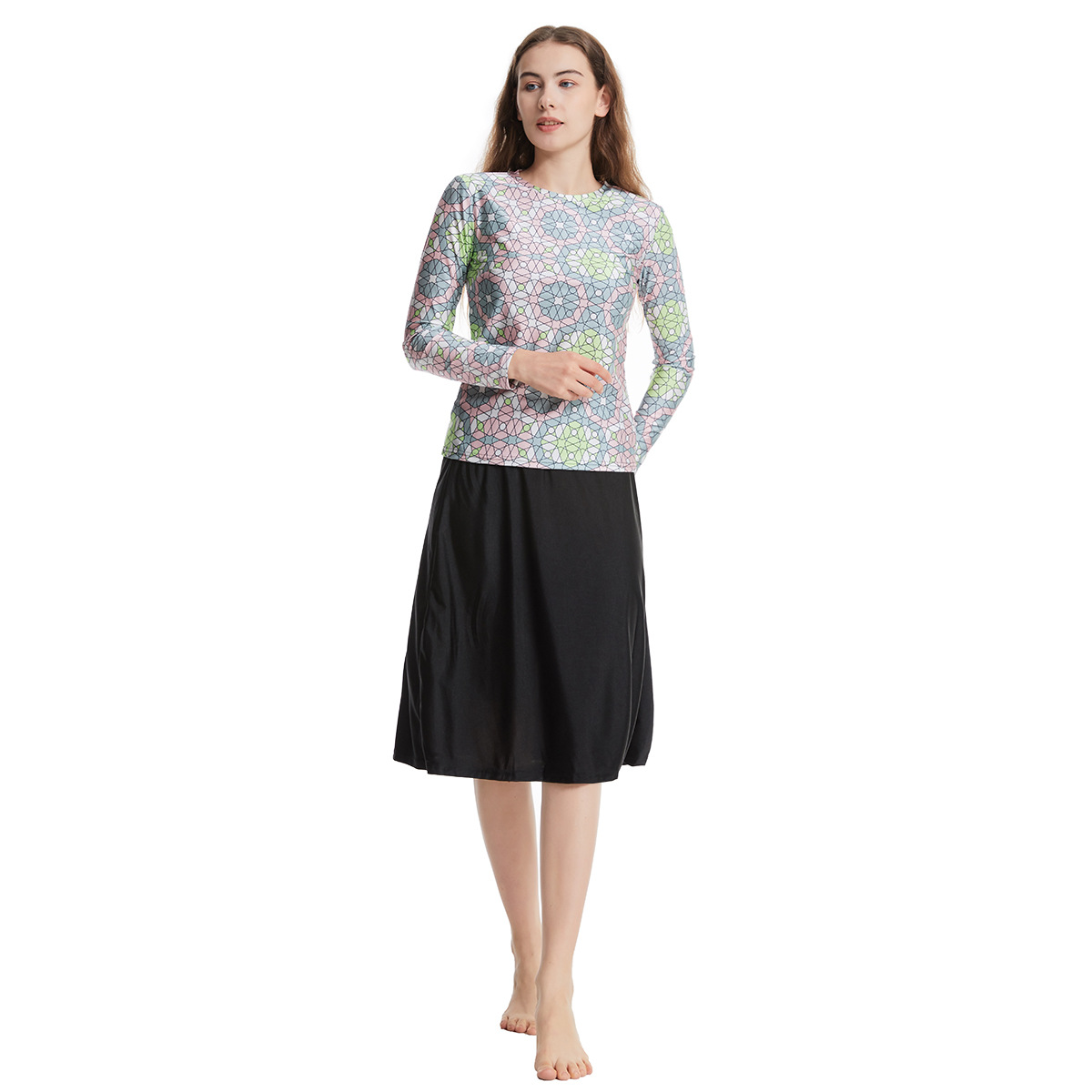 Maillot de bain islamique élégant pour femmes, body à manches longues + jupe + chapeau, 3 pièces, vêtements de plage musulmans et Sexy pour filles, s-xxxl