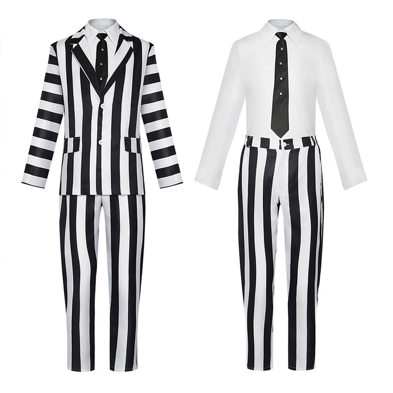 Costume de Cosplay Beetlejuicee, Costume rayé noir et blanc, tenues de carnaval d'halloween, Costume coléoptère de grande taille, Costume gothique