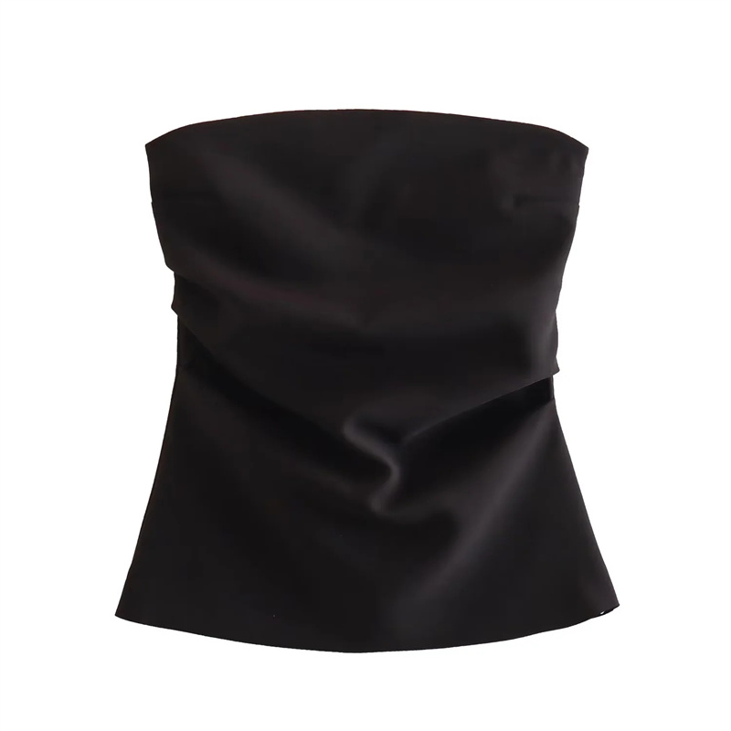 MUJER 2025 femmes bustier tubulaire blanc noir épaules nues haut court femme rose sans manches dos nu Sexy hauts femme mode hauts Corset