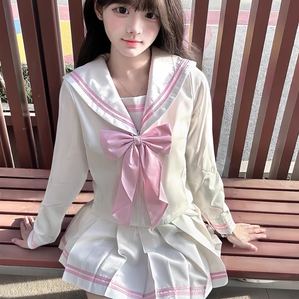 Vêtements d'étudiant tenue de marin blanc rose école japonaise Jk uniforme marin Fuku coréen femmes lycéennes filles Seifuku