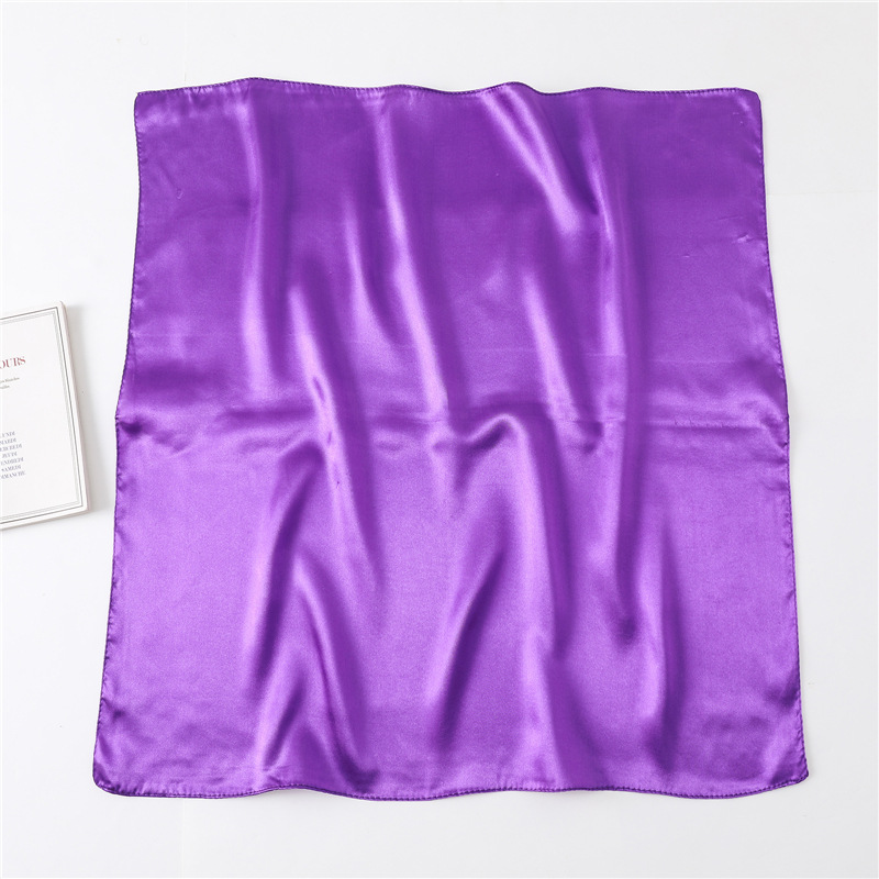 InjFlag-Foulard Carré en Satin pour Femme, Couleur Unie, Petit Châle, Bandana, 60x60cm
