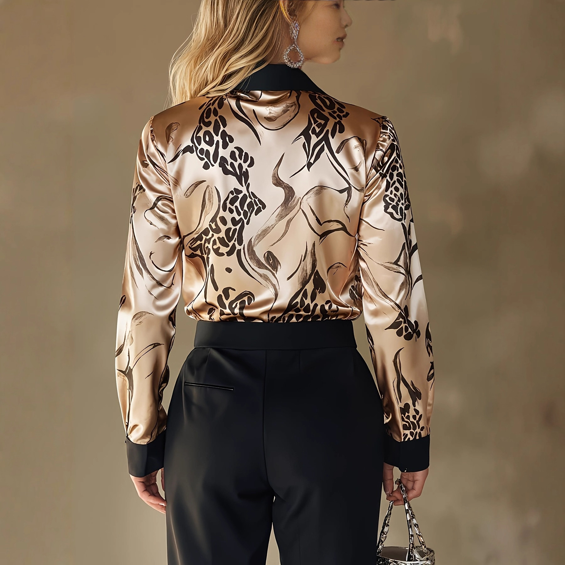 Chemises en Satin pour femmes, mode léopard, chemisier à manches longues, travail, chemise boutonnée, haut féminin, chemises élégantes, chemisiers, automne 2025