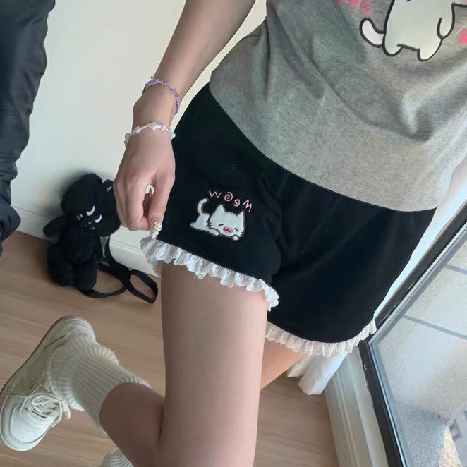 Short chaton femme été INS mode version coréenne Y2K ample loisirs sport jambes larges taille élastique