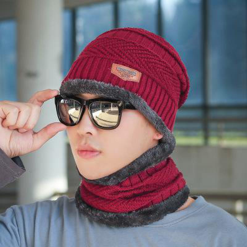 COKK – Bonnet d'hiver en laine épaisse pour homme et femme, Bonnet tricoté, écharpe, cagoule, masque, Gorras