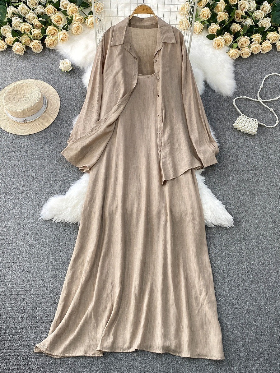 Robe chemise pour femmes musulmanes, ensemble deux pièces, costumes modestes solides, Ensemble musulman du Ramadan, Maroc, dubaï, Abayas, tenues islamiques Jalabiya