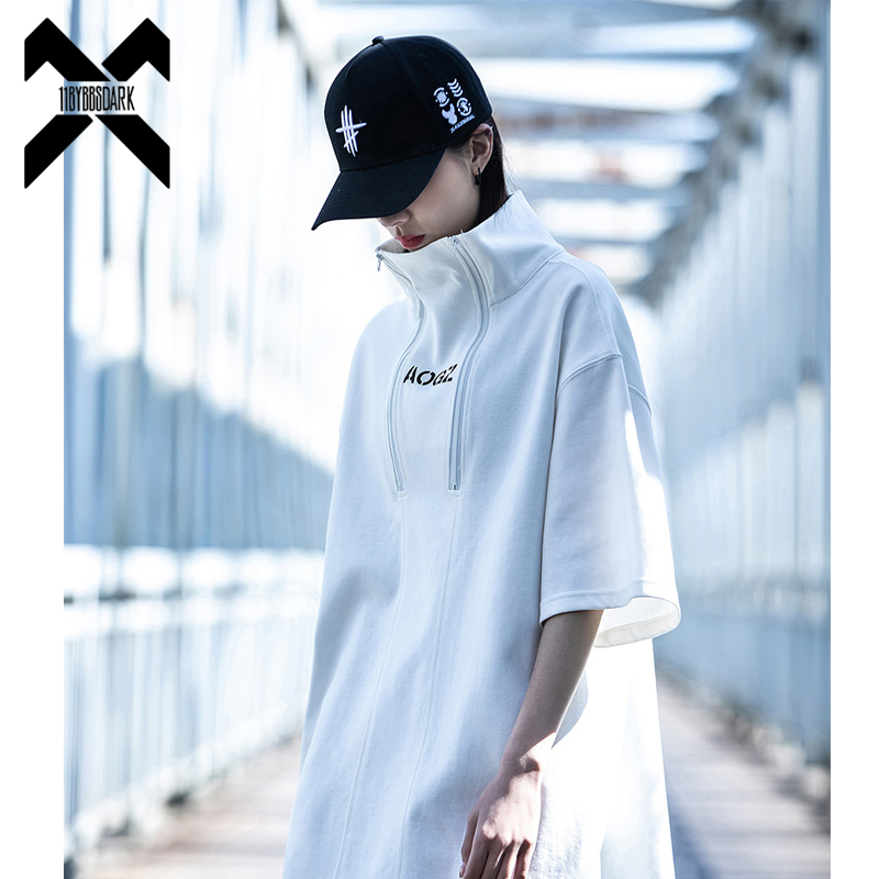 Techwear-T-shirt à col roulé pour hommes, T-shirt Hip Hop, T-shirt Harajuku, Économie à manches courtes, Streetwear, Printemps, Été