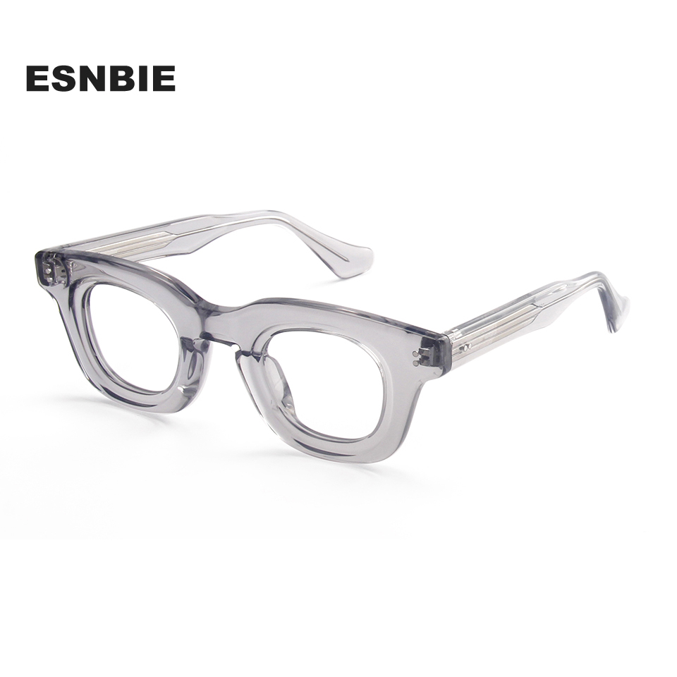 Montures optiques en acétate Transparent scuplé pour hommes et femmes, Design de marque, rétro, rondes, en écaille de tortue, ovales, faites à la main