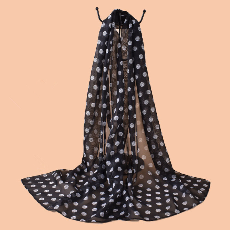 Élégants châles longs pour femmes, écharpes de plage anti-UV, hijabs, bandanas, foulards à pois en soie, écharpes en mousseline pour le cou 50x150cm